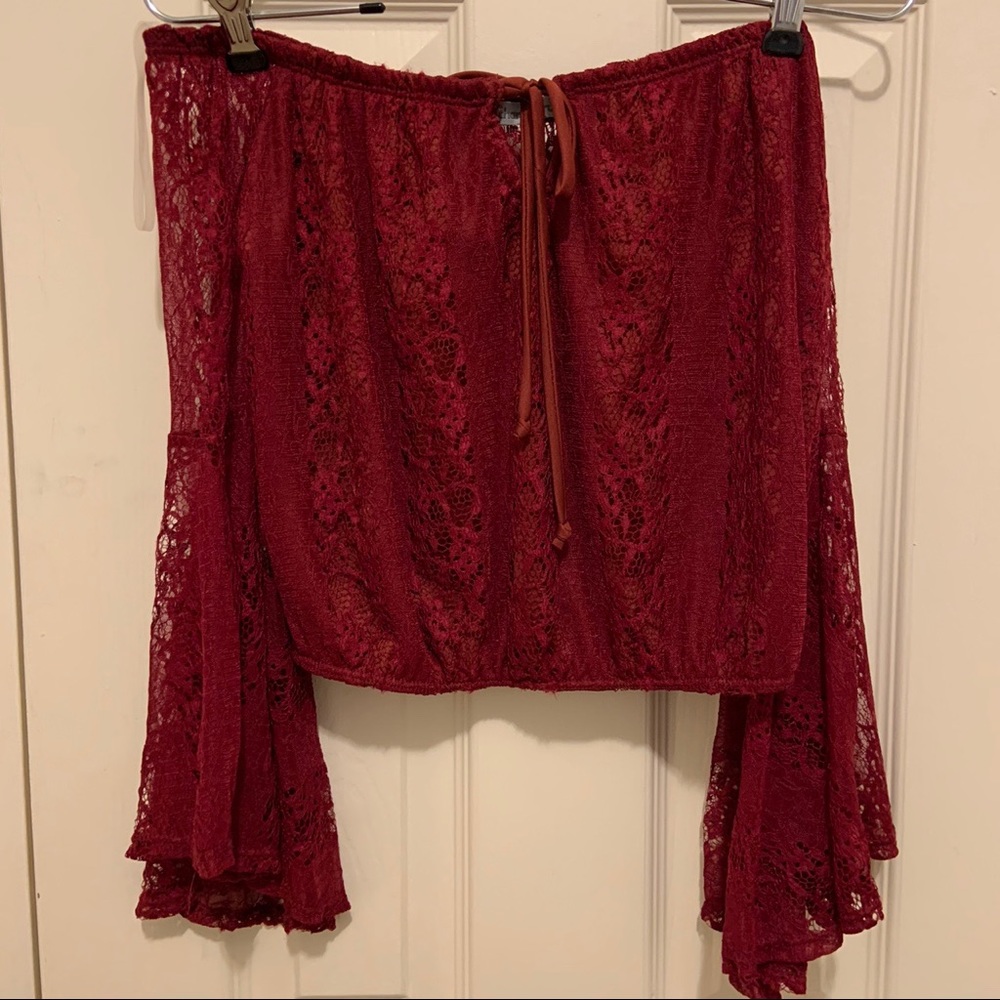Maroon Off The Shoulder Top